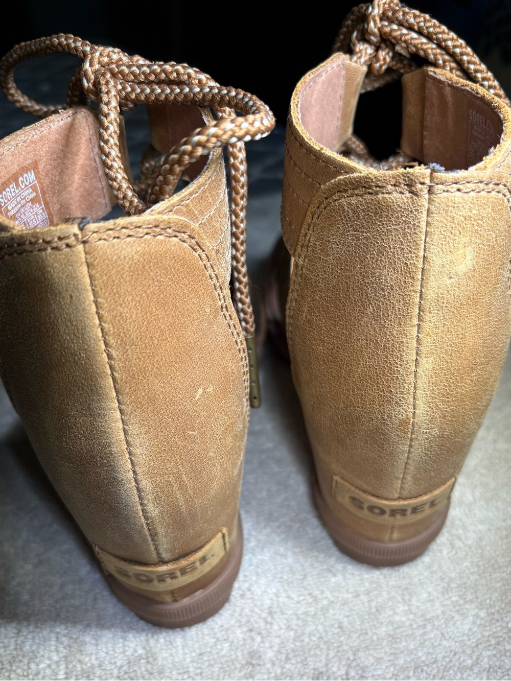 Women’s Sorel Tan Strappy Wedge Sandals with Lace-Up Detail - Picture 6 of 6